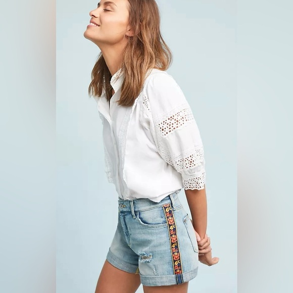 PILCRO MID RISE SLIM BOYFRIEND DENIM SHORTS - Picture 1 of 8